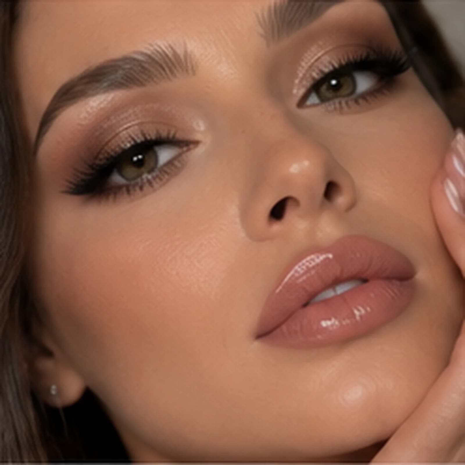 Beauty-портрет модели с длинными ресницами и розовыми губами