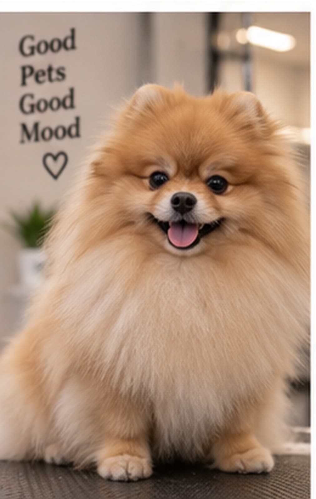 Довольный шпиц после ухода